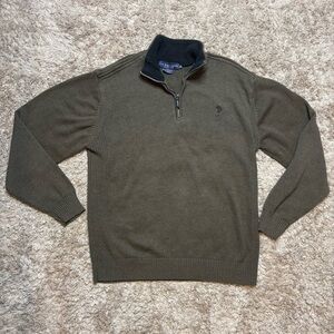 U.S. Polo Assn. Men's Olive Green Quarter-Zip Sweater